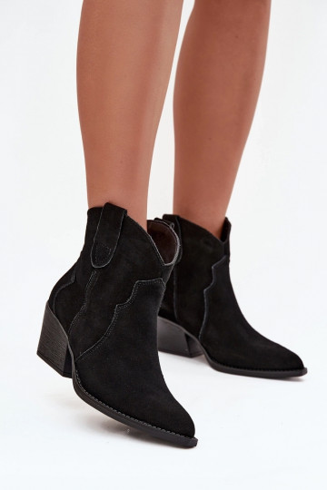 Slip-on Women's Cowboy Boots Made From Natural Suede Black Beretta 2