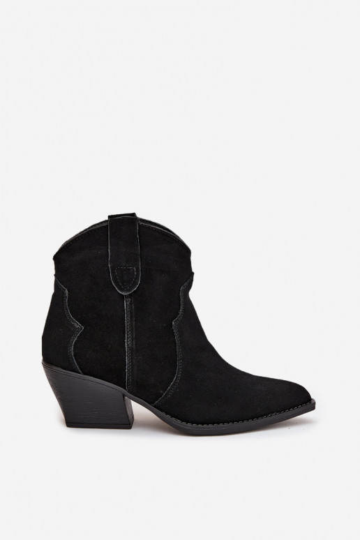 Slip-on Women's Cowboy Boots Made From Natural Suede Black Beretta