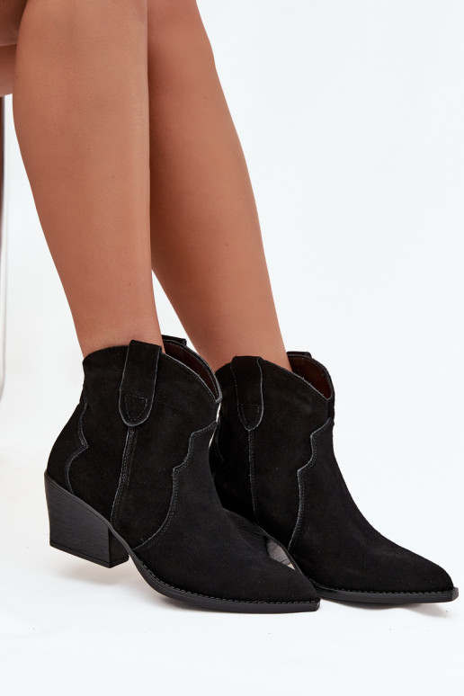 Slip-on Women's Cowboy Boots Made From Natural Suede Black Beretta