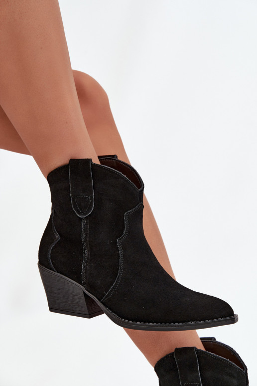 Slip-on Women's Cowboy Boots Made From Natural Suede Black Beretta