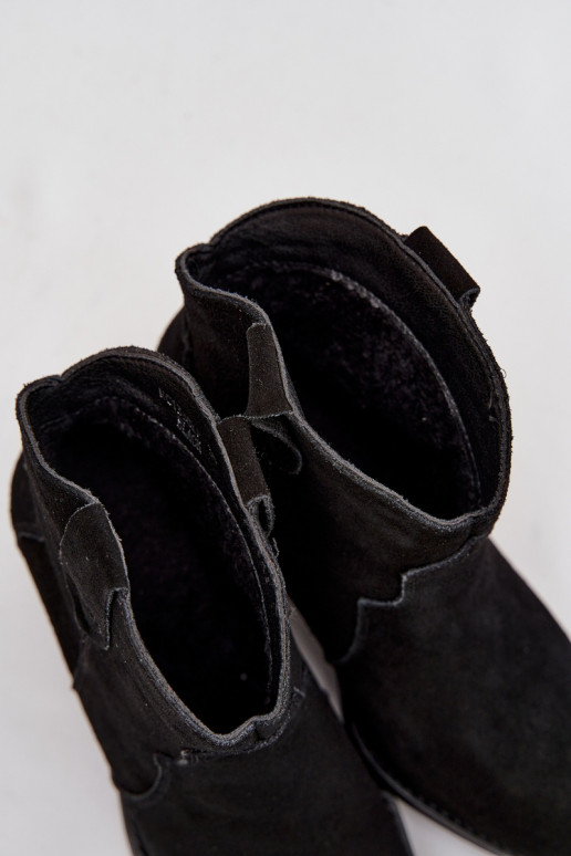 Slip-on Women's Cowboy Boots Made From Natural Suede Black Beretta