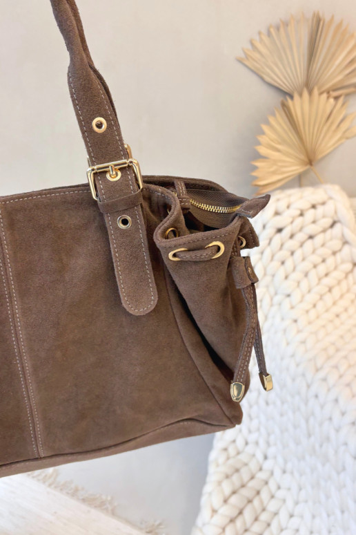 Leather Suede Bag Dark Beige Ovelia Leather Suede Bag Dark Beige Ovelia