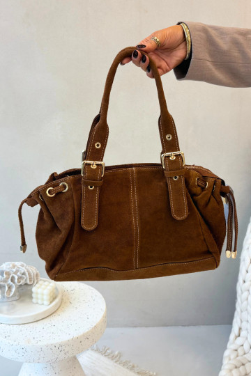 Leather Suede Bag Camel Ovelia 2