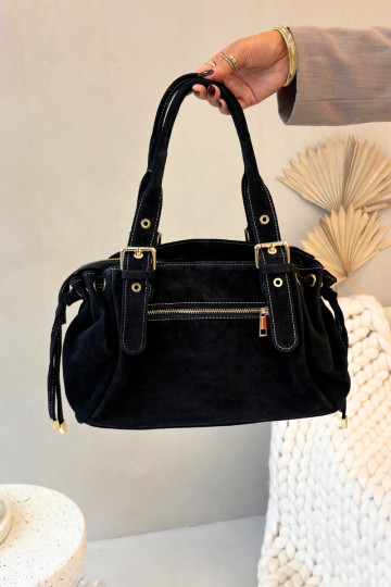 Leather Suede Bag Black Ovelia 2