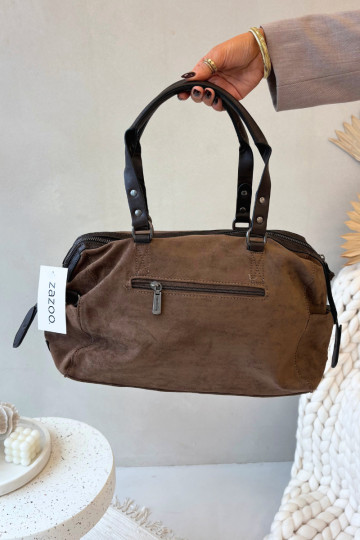 Eco Suede Bag Dark Beige Gressa 2