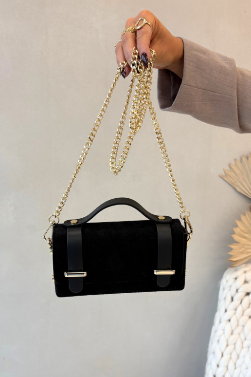 Bag Made Of Natural Suede With Chain Black Nivra Bag Made Of Natural Suede With Chain Black Nivra
