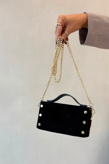Bag Made Of Natural Suede With Chain Black Nivra 2