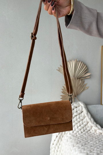 Bag Made of Natural Suede Camel Mirine