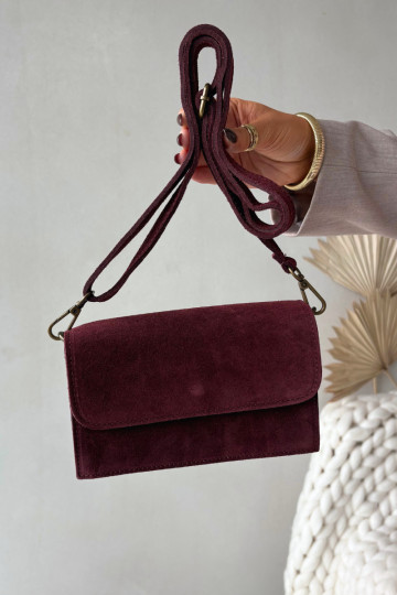 Bag From Natural Suede Burgundy Mirine 2