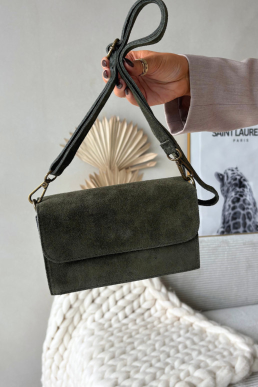 Bag Made of Natural Suede Dark Green Mirine Bag Made of Natural Suede Dark Green Mirine