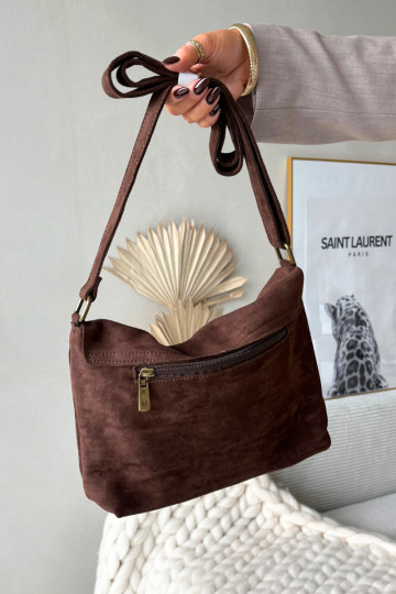 Messenger Bag Made of Eco Suede Chocolate Carenza 2
