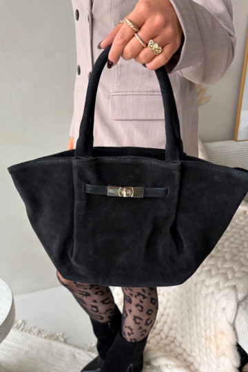 Leather Suede Bag Black Orselle 2