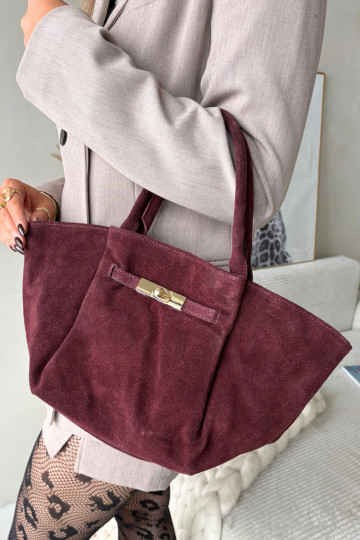 Leather Suede Bag Burgundy Orselle