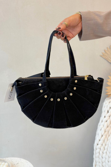 Handbag Made of Natural Suede Black Tialine
