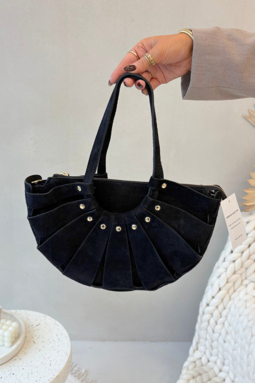 Handbag Made of Natural Suede Black Tialine Handbag Made of Natural Suede Black Tialine