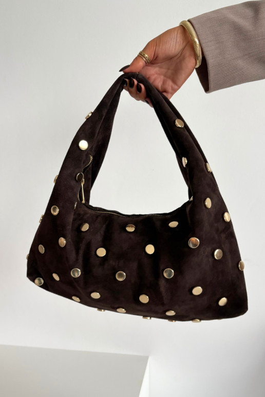 Leather Suede Bag with Embellishment Chocolate Narisse Leather Suede Bag with Embellishment Chocolate Narisse