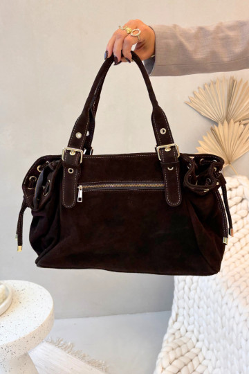 Leather Suede Bag Chocolate Ilienne