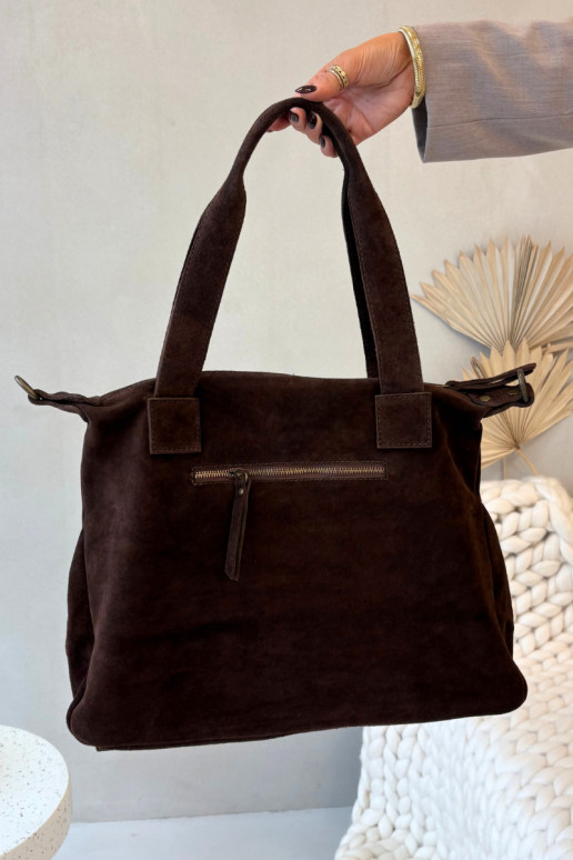 Leather Suede Bag with Pockets Chocolate Zephina Leather Suede Bag with Pockets Chocolate Zephina