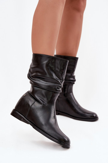 Leather Women's Boots With Gathering Lined Maciejka K7211 02 Black 2