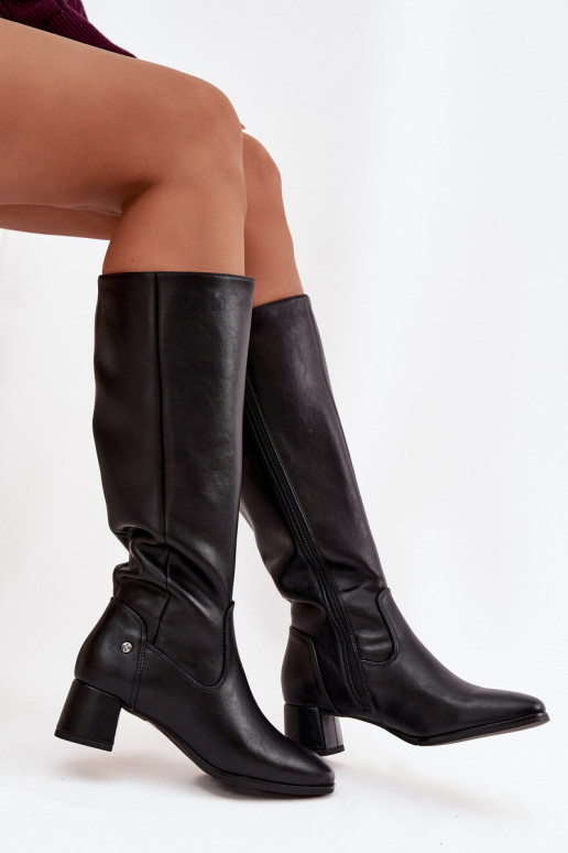 Leather lined women's boots on heel Maciejka A7165-01 Black Leather lined women's boots on heel Maciejka A7165-01 Black