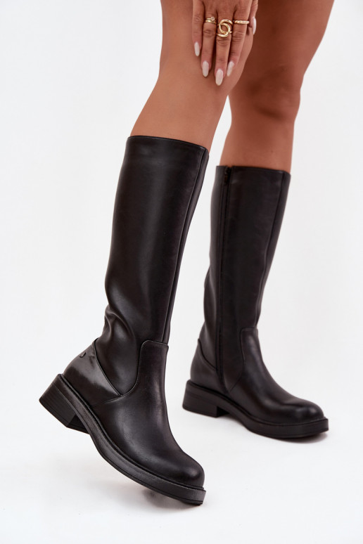 Leather Women's Boots Lined Maciejka A7164-01 Black Leather Women's Boots Lined Maciejka A7164-01 Black