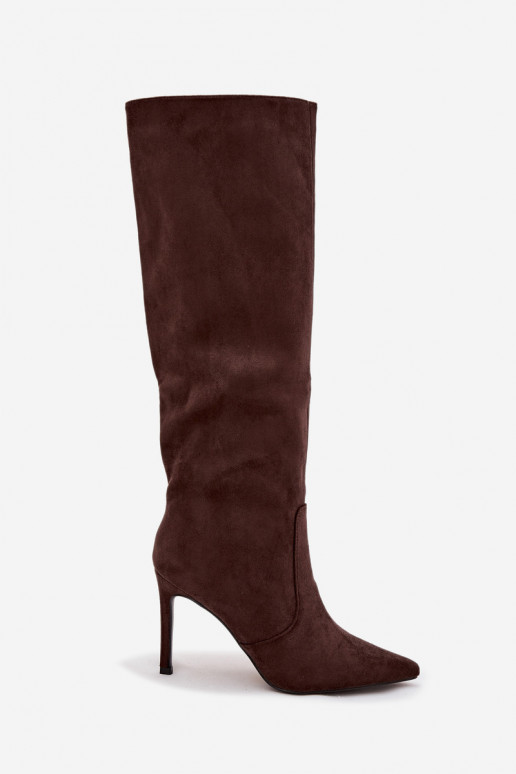 Insulated Women's Boots on Heel Eco Suede Chocolate Rosavine Insulated Women's Boots on Heel Eco Suede Chocolate Rosavine