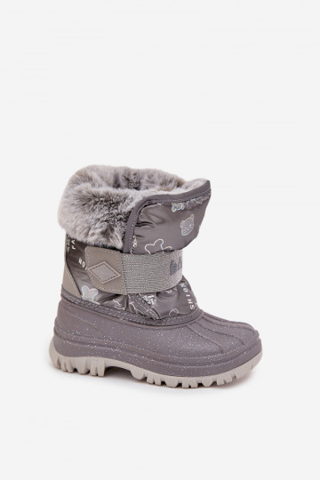 Dziecięce ŚniegowcewithFuterkiem Na Rzep Lee Cooper LCJ-25-10-3788 Szare
