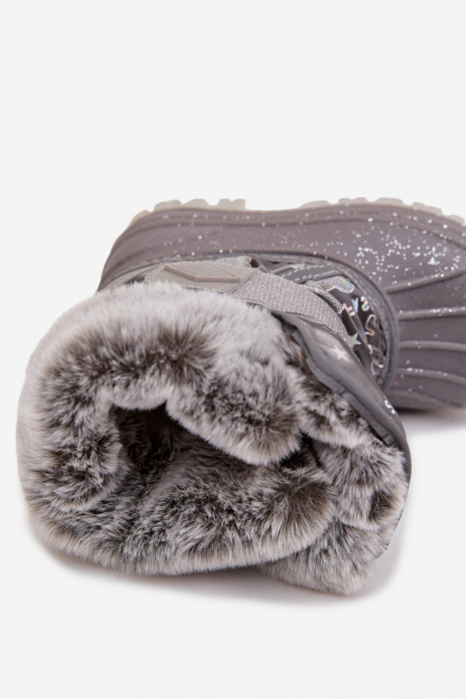 Children's Snow Boots With Fur Fastener Lee Cooper LCJ-25-10-3788 Gray