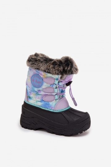 Children's Girls Snow Boots With Fur And Elastic Lee Cooper LCJ-25-10-3778 Purple