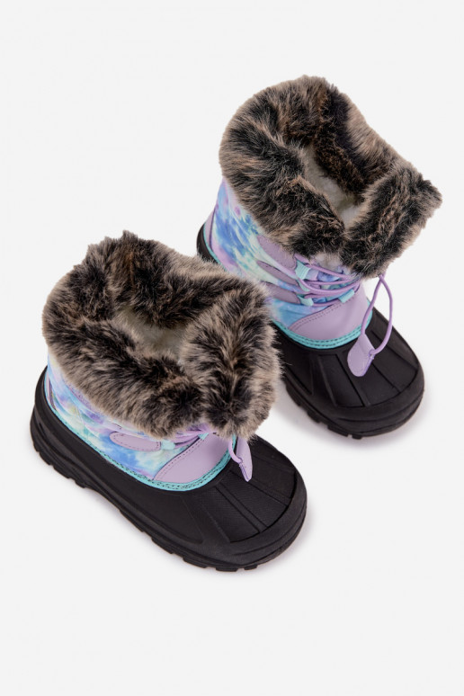 Children's Girls Snow Boots With Fur And Elastic Lee Cooper LCJ-25-10-3778 Purple Children's Girls Snow Boots With Fur And Elastic Lee Cooper LCJ-25-10-3778 Purple