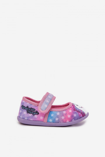 Ballerina Slippers For Girls With Velcro UNICORN Pink Silviera 2