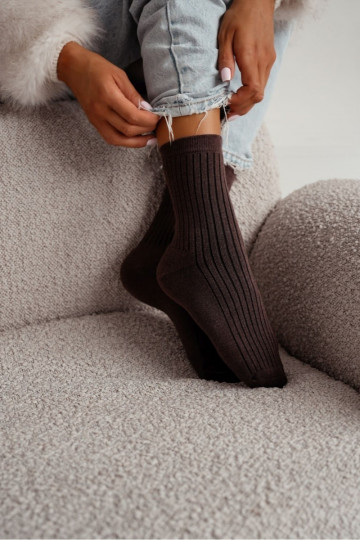 Women Socks Frotte In Stripe Chocolate