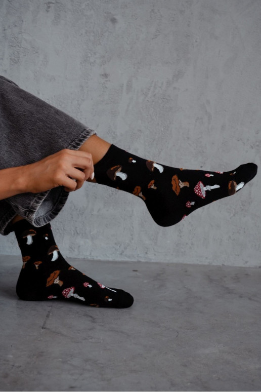 Women's Socks Mushrooms Black Women's Socks Mushrooms Black
