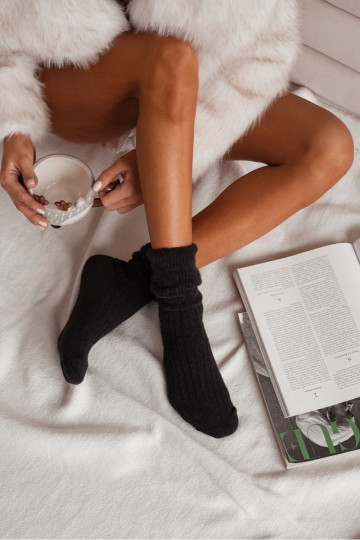 Women's Wool Alpaca Socks Black