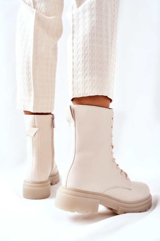 Women's Flat Boots Workers Beige Rozelle Women's Flat Boots Workers Beige Rozelle