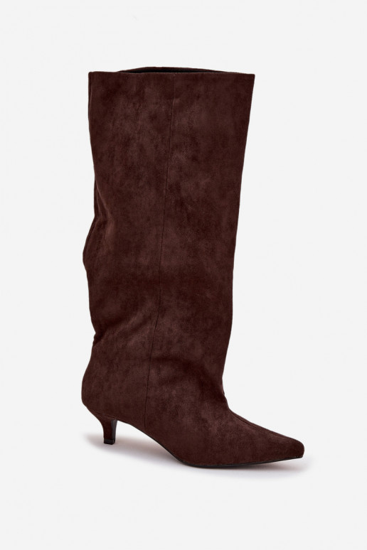 Women's High Heel Boots Made of Eco Suede Chocolate Pheona