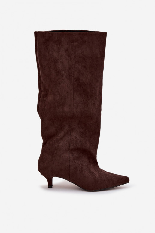 Women's High Heel Boots Made of Eco Suede Chocolate Pheona
