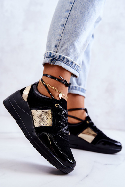 Women's Suede Sport Shoes On a Wedge Black Larson