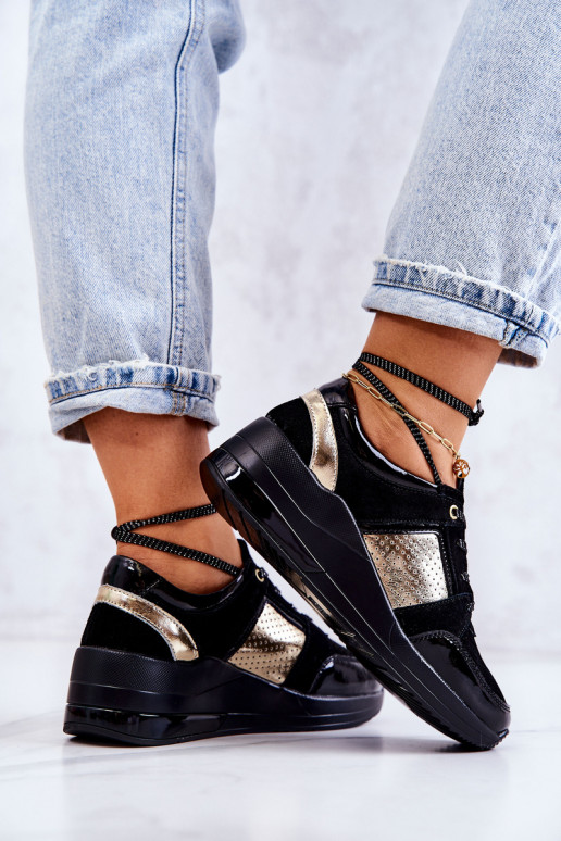 Women's Suede Sport Shoes On a Wedge Black Larson