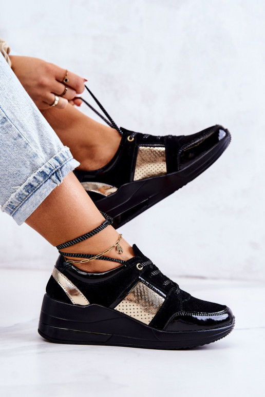 Women's Suede Sport Shoes On a Wedge Black Larson