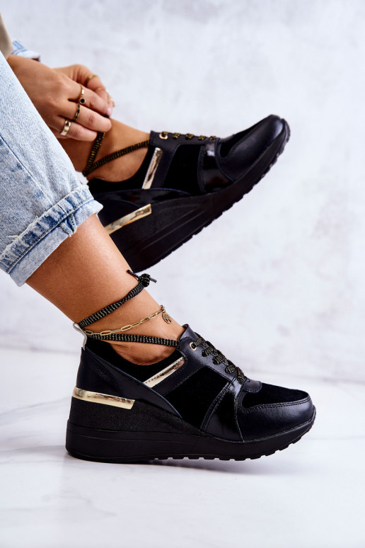 Women's Suede Sport Shoes On a Wedge Black Larson