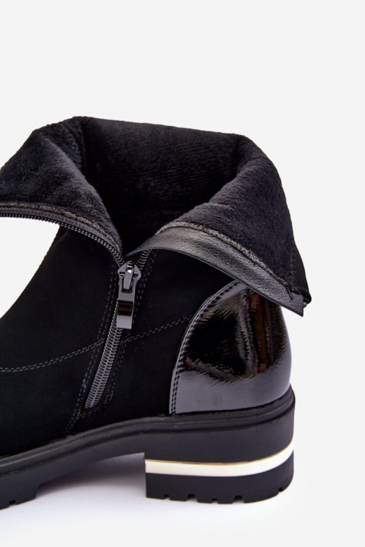 Leather Classic Ankle Boots On Flat Heel Black Shendete