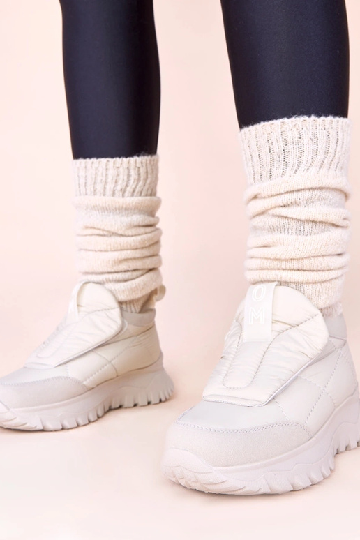 Szare śniegowce damskie zapinane na...