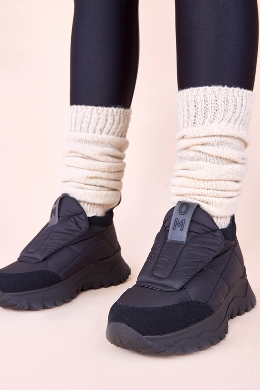 Czarne śniegowce damskie zapinane na...