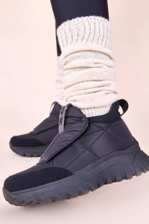 Czarne śniegowce damskie zapinane na...