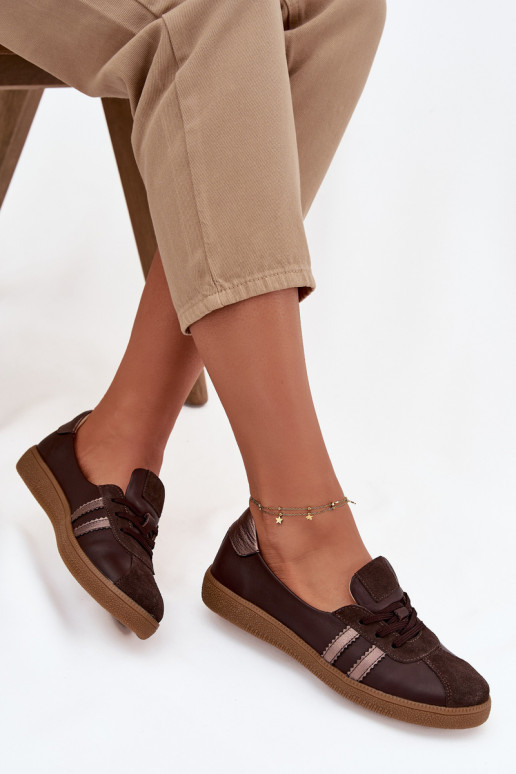 Leather Suede Women's Barefoot Shoes Zazoo N1341 Chocolate