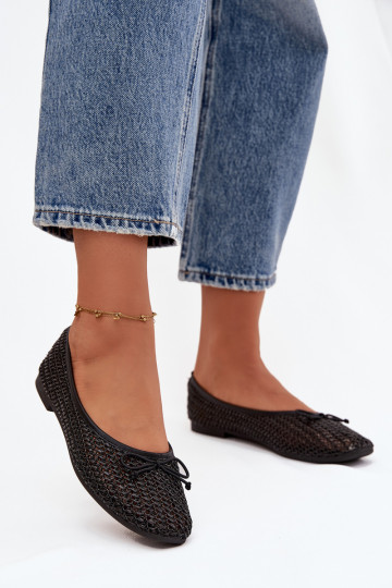 Ballet flats With Braid And Bow Black Belirra 2