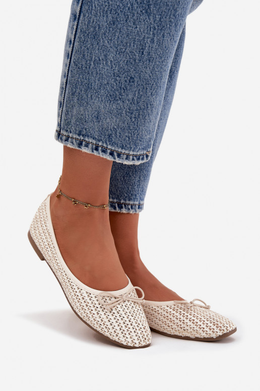 BalerinywithPlecionką I Kokardką Ecru Belirra