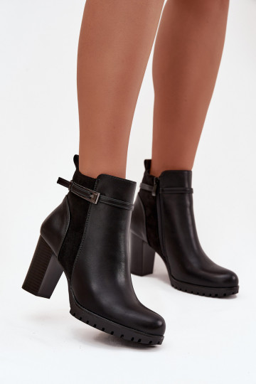 Women's ankle boots on heel with strap black Mirielle 2