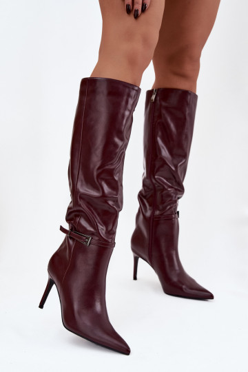 Women's high heel boots with strap Bordeaux Lisanne 2
